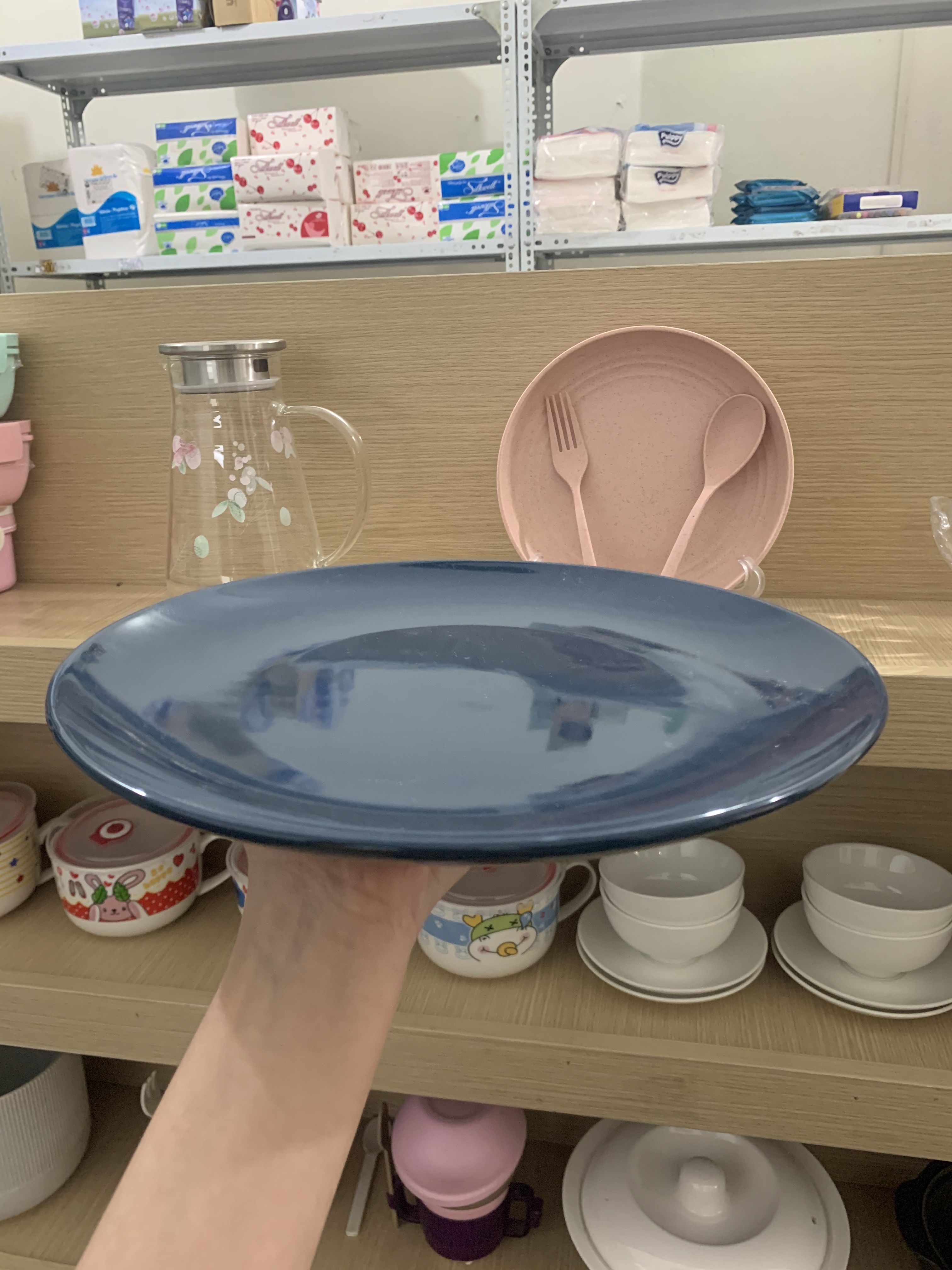 Đĩa sứ pastel xanh 8inch ~ 20cm