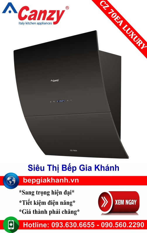 Bảng giá Máy hút mùi dạng ngiêng 70cm Canzy CZ 70EA LUXURY, máy hút mùi nhà bếp, máy hút mùi bếp, máy hút mùi kính cong, máy hút mùi canzy, máy hút mùi mini, máy hút mùi âm trần, máy hút mùi electrolux, may hut mui Điện máy Pico