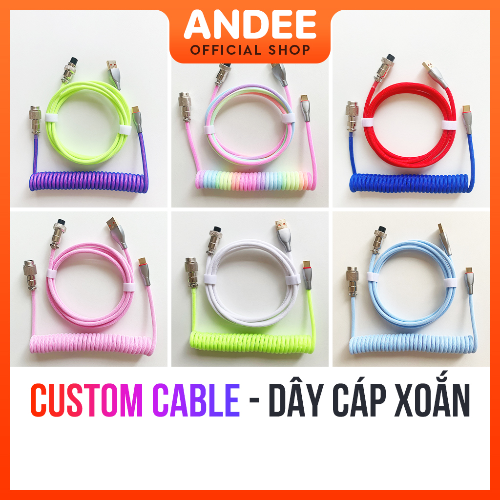 Dây cáp xoắn custom cable Type C nhiều màu cho bàn phím cơ