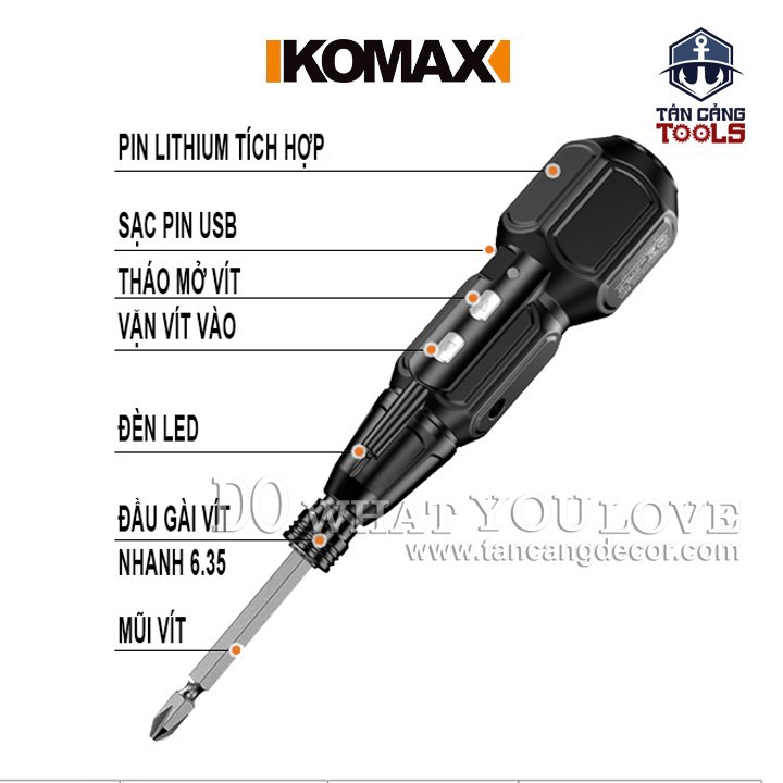 Máy Vặn Vít Điện Tử Sạc USB Komax 4.2V