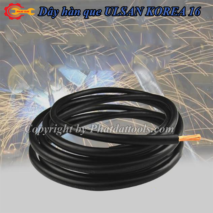 Combo 5m dây hàn que ulsan korea 16mm-lõi đồng nguyên chất 100%,vỏ cao su mềm dẻo-hàn que 1.6-3.2ly mát lạnh - mua theo mét