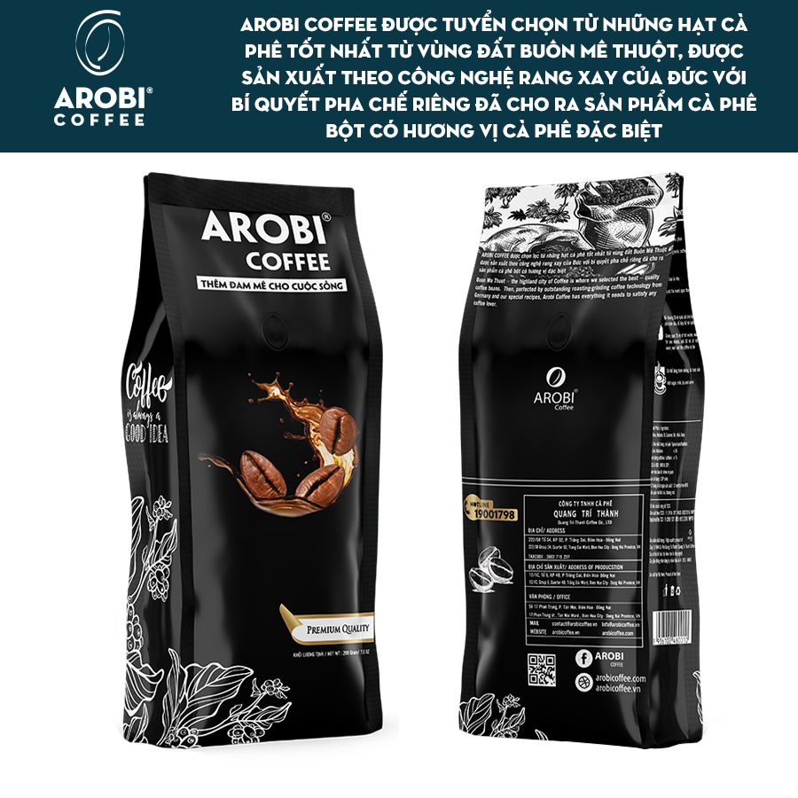 Cà phê nguyên chất 100% dạng bột pha phin Arobi Coffee 200gr