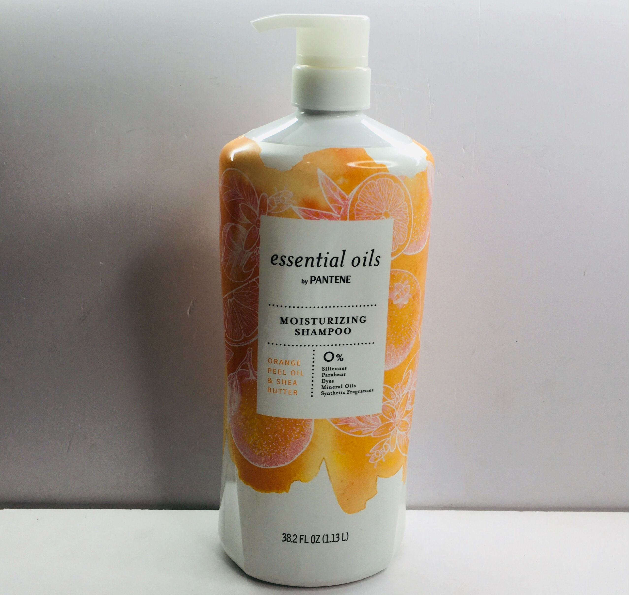 Dầu gội Pantene essential oils Moiturizing Shampoo Orange Peel oils&Shea Butter 1.13L[Hàng Mỹ]