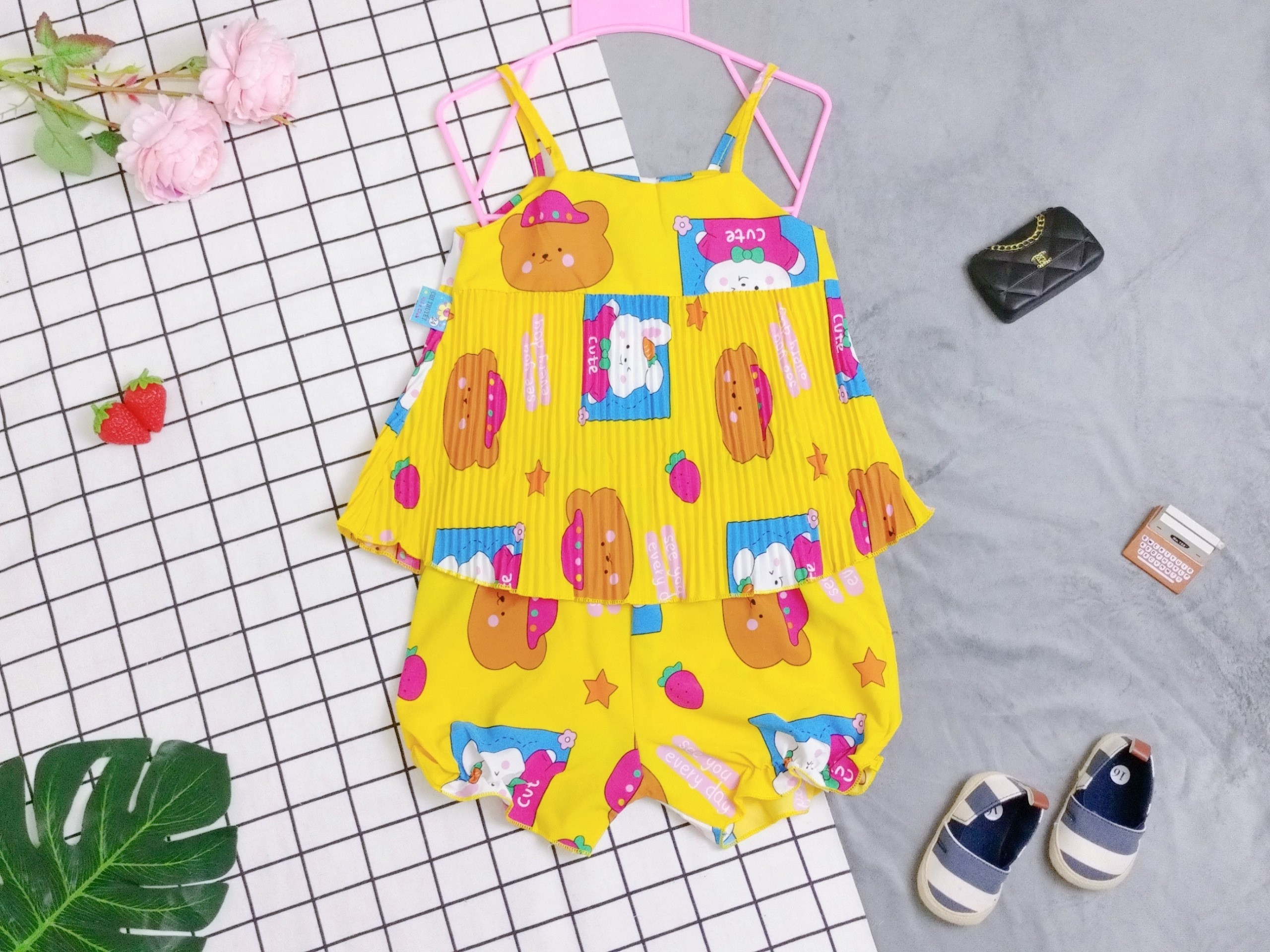 Bộ Lụa Dây Xếp Li Bé (12-18kg) (giao màu ngẫu nhiên)