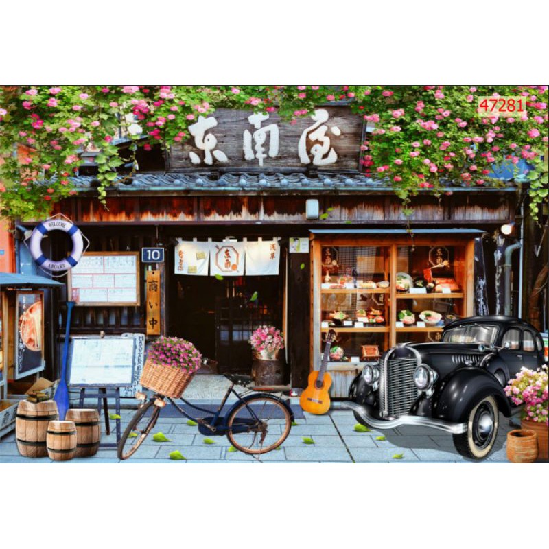 Tranh dán quán cafe,trà sữa tranh 3D trang trí