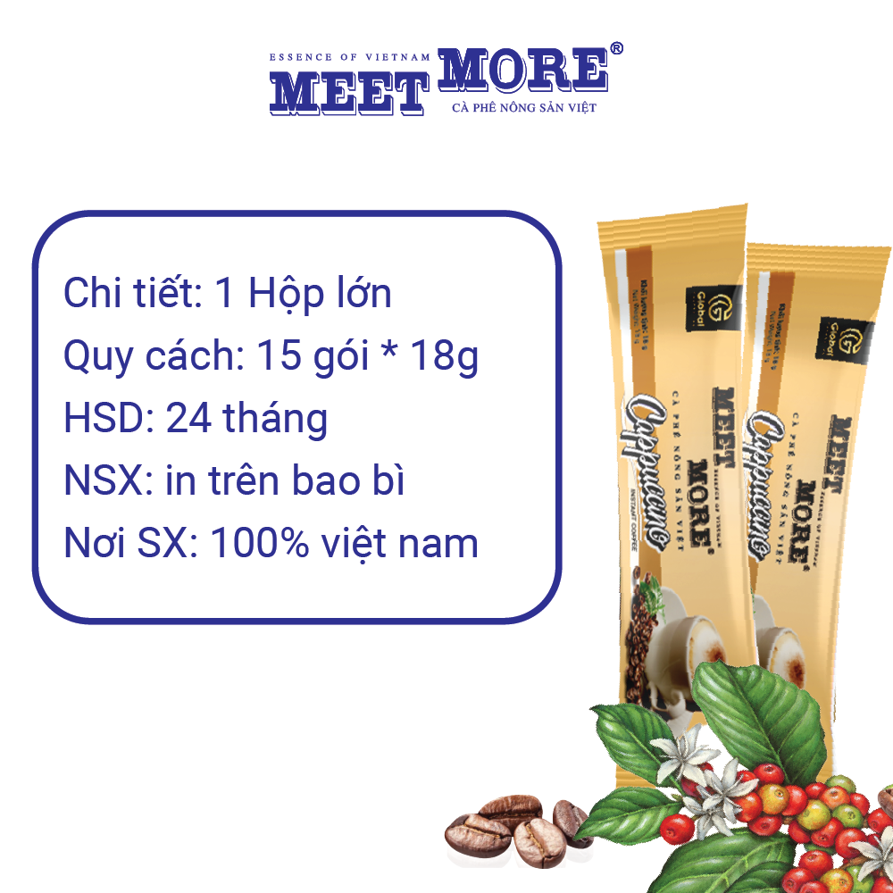 Hộp Cà Phê Sữa Đá Hoà Tan Meet More (15 Gói/ 18 Gram ) - Cà Phê Truyền Thống