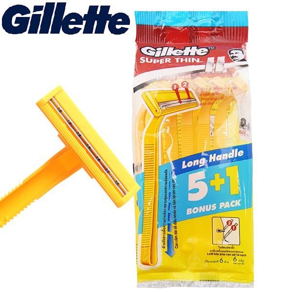 Bộ 6 cây dao cạo râu 2 lưỡi Gillette Super Thin II