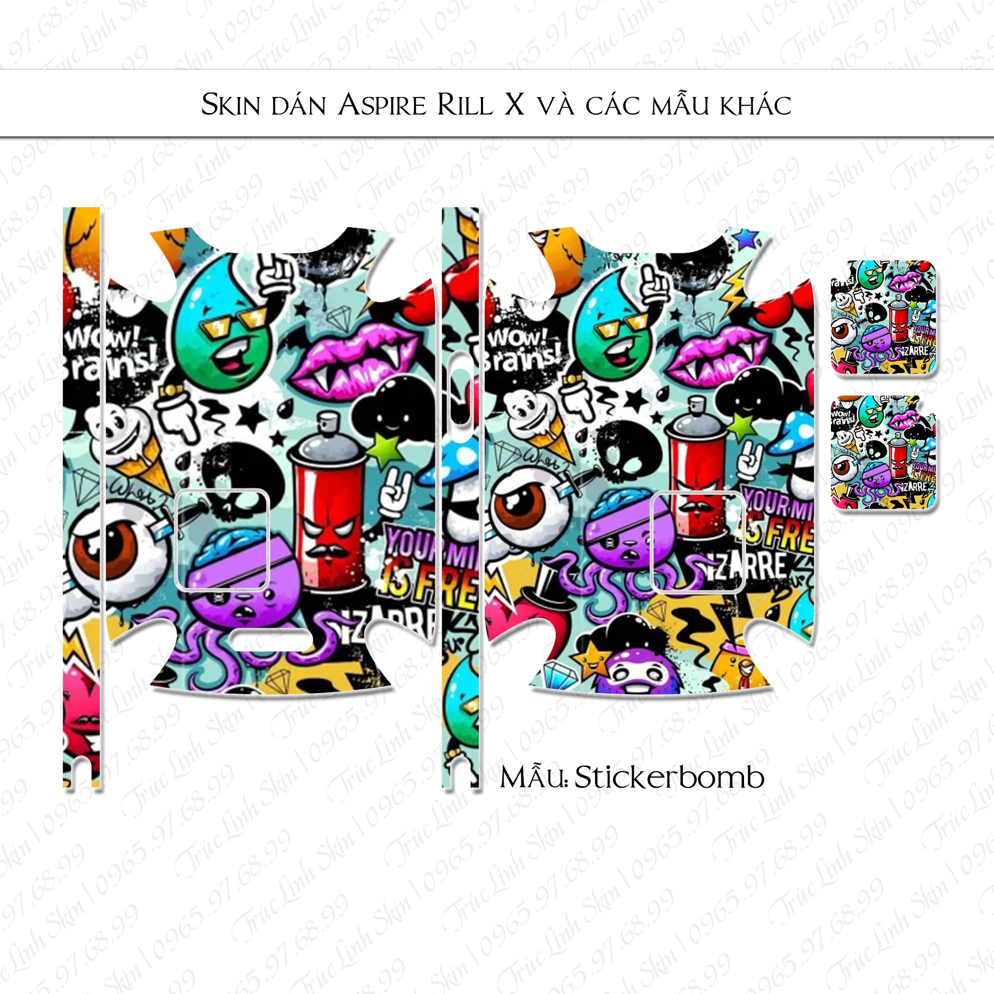 Miếng dán skin cho Riil X mẫu Stickerbombgraffiti (decal dễ dán, đã cắt sẵn)