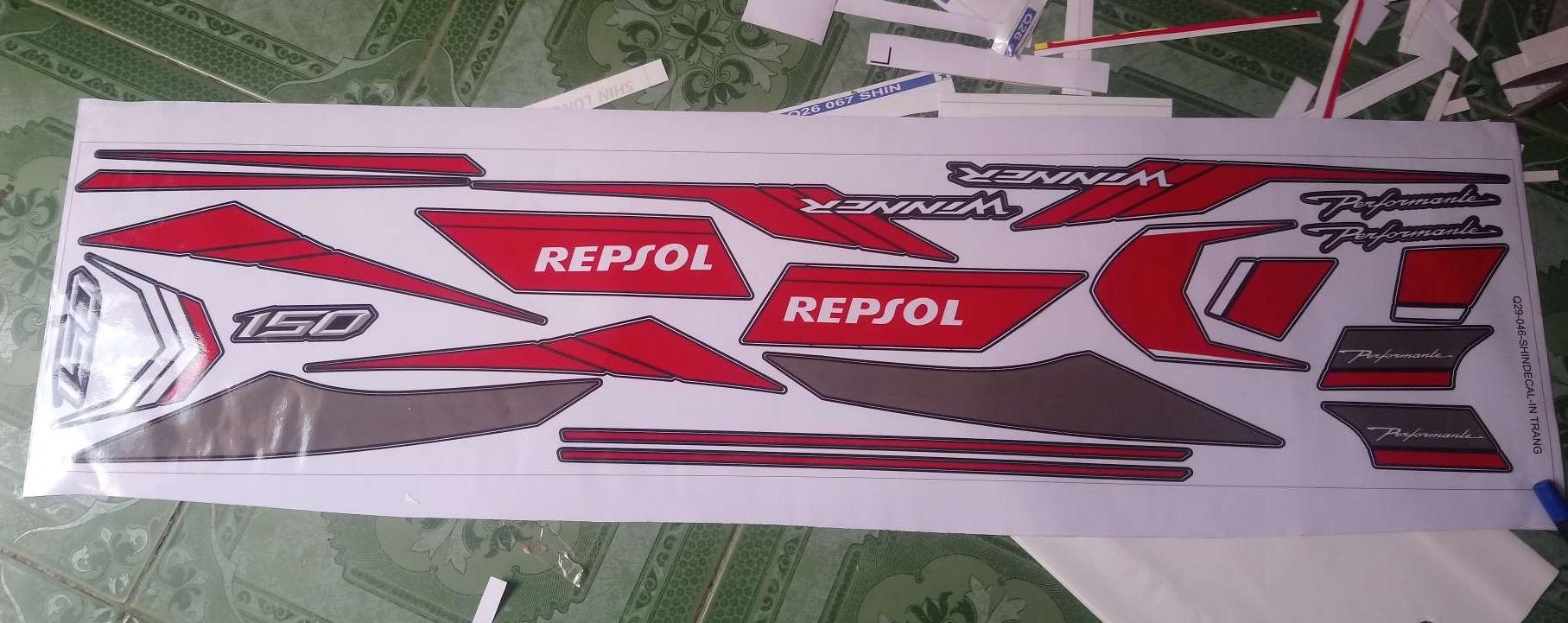Tem rời winner repsol dán xe đen nhám