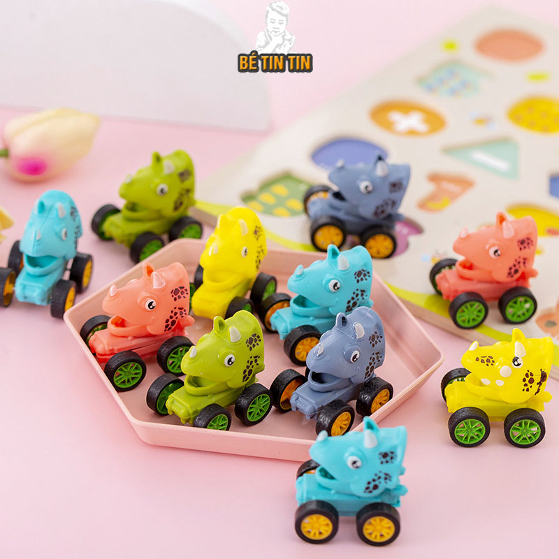 Xe mini chạy cót Khủng Long, đồ chơi xe chạy cót cho bé (1 Cái)
