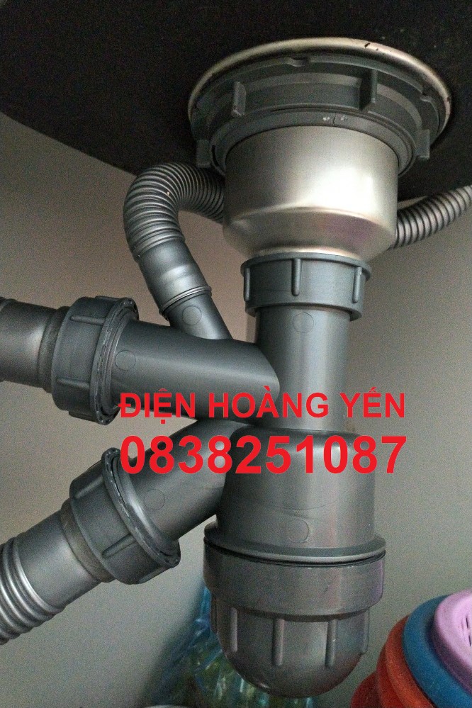 Bộ xi phông thoát nước dành cho chậu rửa chén 2 hố