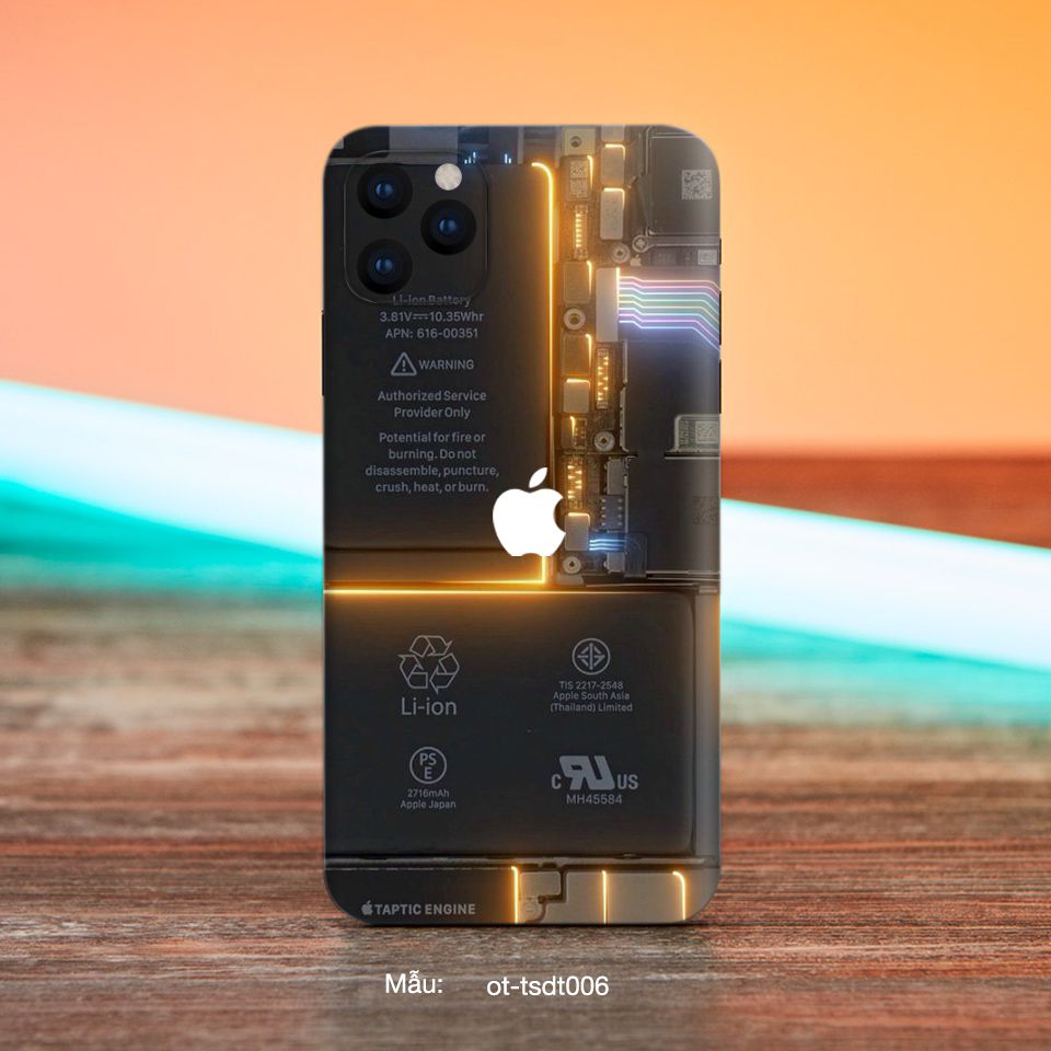 Miếng dán skin mẫu lộ máy cho iPhone 7 Plus, 8 Plus, X, XS, XS Max, 11, 11 Pro, 11 Pro Max