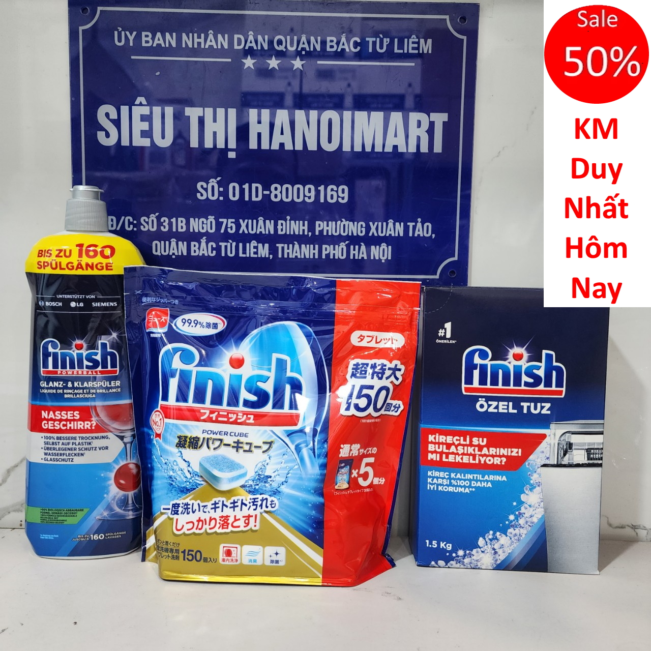 Combo Viên rửa bát Finish Quantum 72 viên hoặc Muối rửa bát Finish 1.5kg, 100 viên all in one hoặc Nước làm bóng finish 800ml