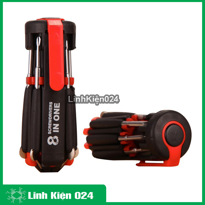 Bộ tô vít 8 trong 1 có đèn pin chưa bao gồm pin