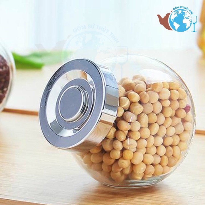 [HCM]Lọ thủy tinh hai đáy 380ml hủ nghiêng thủy tinh loại lớn để đứng hoặc để nghiêng rất đẹp ngoài to hơn hình hũ thủy tinh đựng mứt kẹo các loại hạt gia vị đựng đồ handmade đồ trang trí