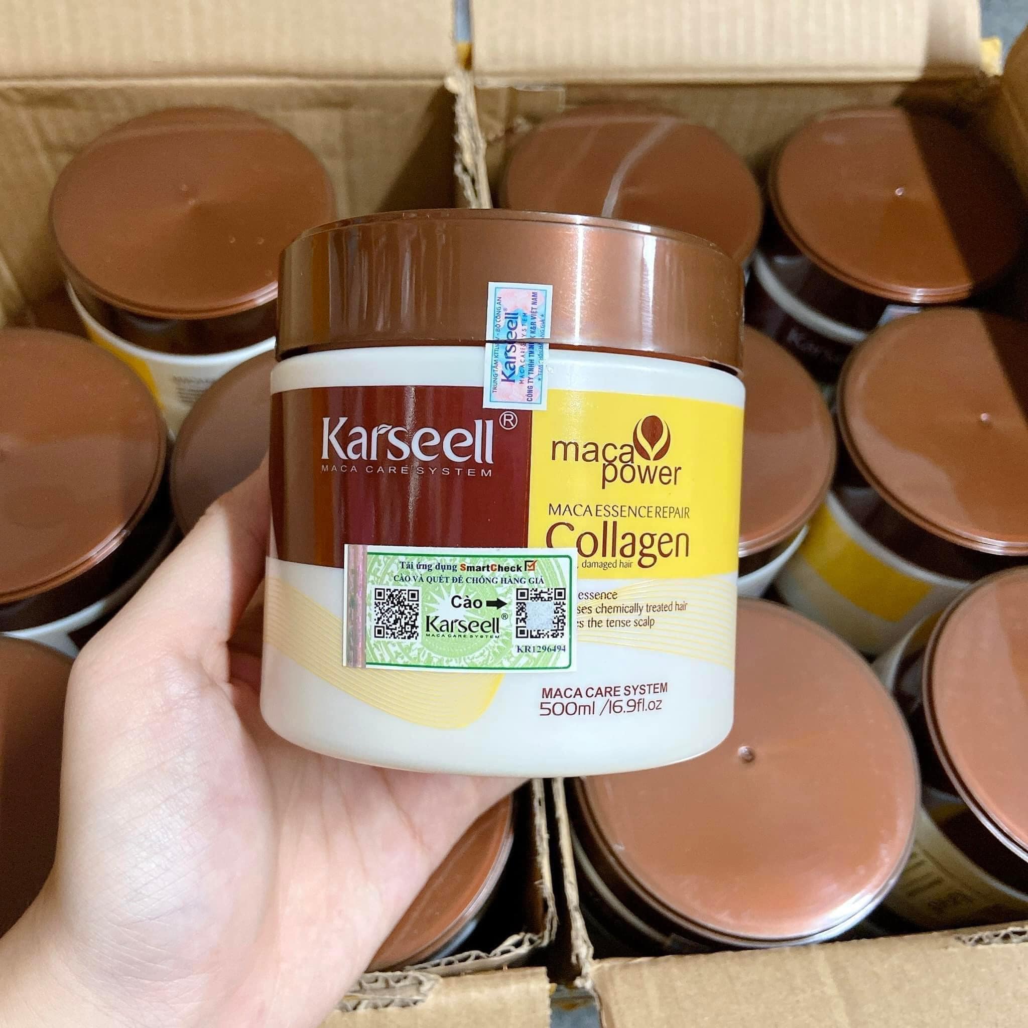 Kem ủ tóc hấp dầu collagen Karseell Macca phục hồi tóc siêu mượt 500ml hấp ủ tóc collagen Karseell , dầu ủ tóc collagen Karseell