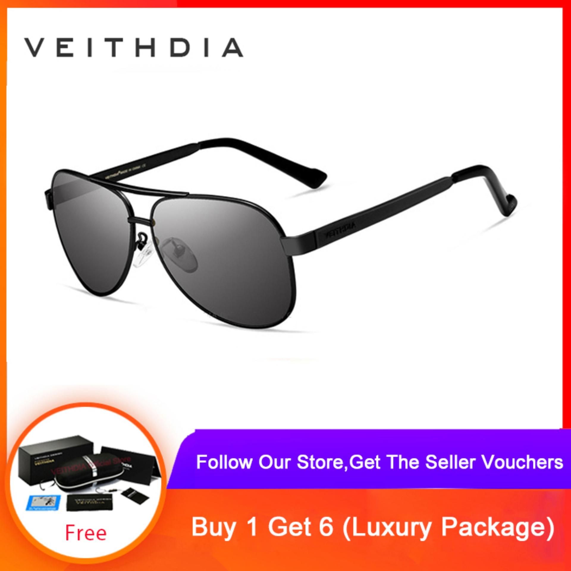VEITHDIA Brand Designer Polarizerd Sunglasses Men Glass Mirror Green Vintage SunGlasses 3152