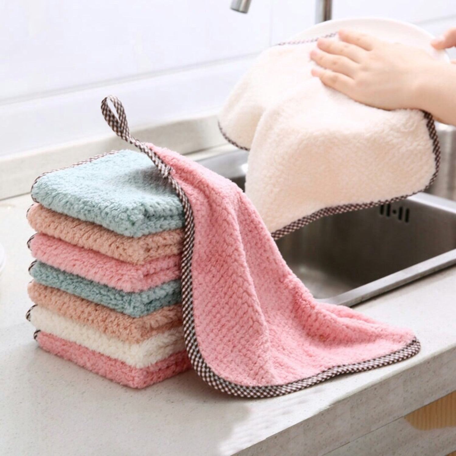 Khăn lau tay khăn treo vuông khăn lau bếp mềm mịn thấm hút tốt phơi mau khô