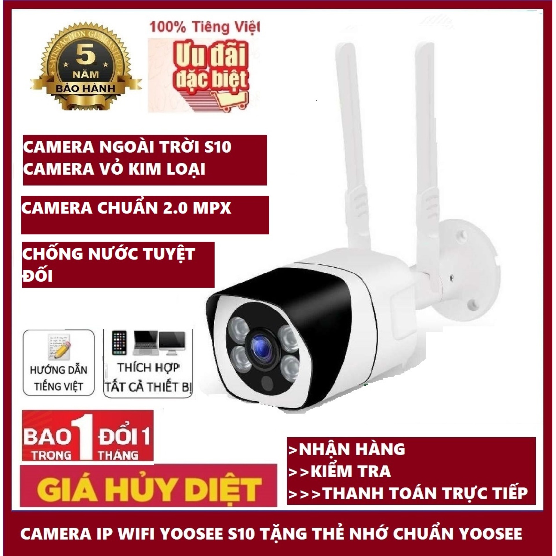 >> BÁO GIÁ (BẢO HÀNH 24 THÁNG, SALE 50%)CAMERA WIFI YOOSEE 2.0MP FULLHD 1920 X 1080,CAMERA WIFI KHÔNG DÂY HỖ TRỢ GHI ÂM, | Shopee Lazada Sendo Tiki mới nhất 76 (Bảo hành 12 tháng)Camera Wifi trong nhà- ngoài trời ,camera chông trộm YOOSEE S10, 3.0Mpx- 1920 x 1080P,Full HD,chống nước,hồng ngoại