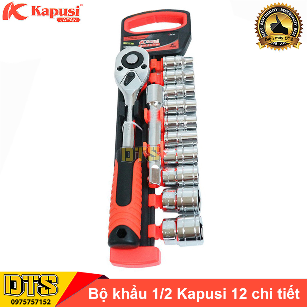 Bộ tuýp sửa chữa - bộ khẩu 1/2 cần tự động 12 chi tiết Kapusi Japan