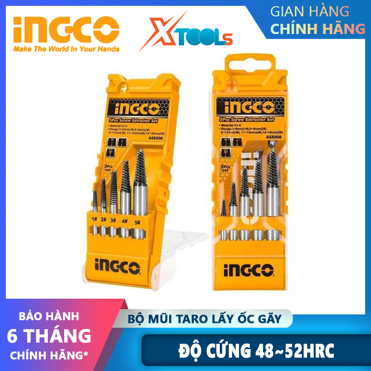 Ingco suppliers 5 PCs set RC snap fastener set 5 PCs teeth alignment tips size 3-18mm CR-V xtools
