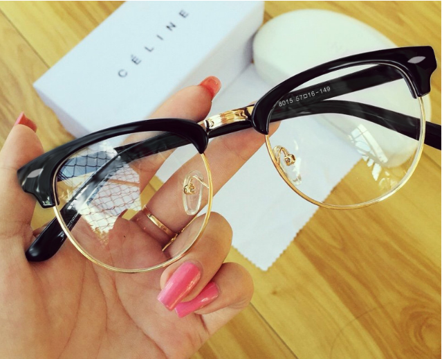 [HCM]Kính Mát Nam -Nữ Giả Cận Nữa Gọng thời trang (hàng đẹp y hình ) vàng