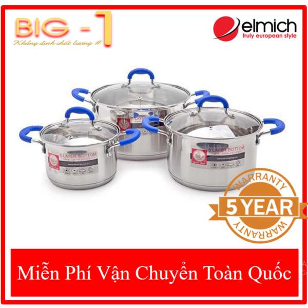 Bộ Nồi Chảo ELmich Cao Cấp SMR3 - Bảo Hành 5 Năm