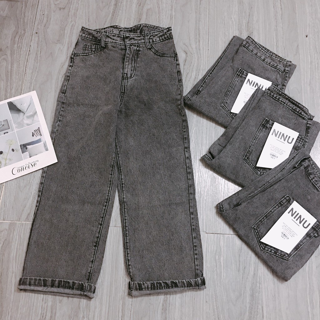 Quần bò ống rộng nữ cạp cao CHERRY quần jeans ống rộng lưng cao, vải bò dày đẹp , không giãn ,dáng suông T008