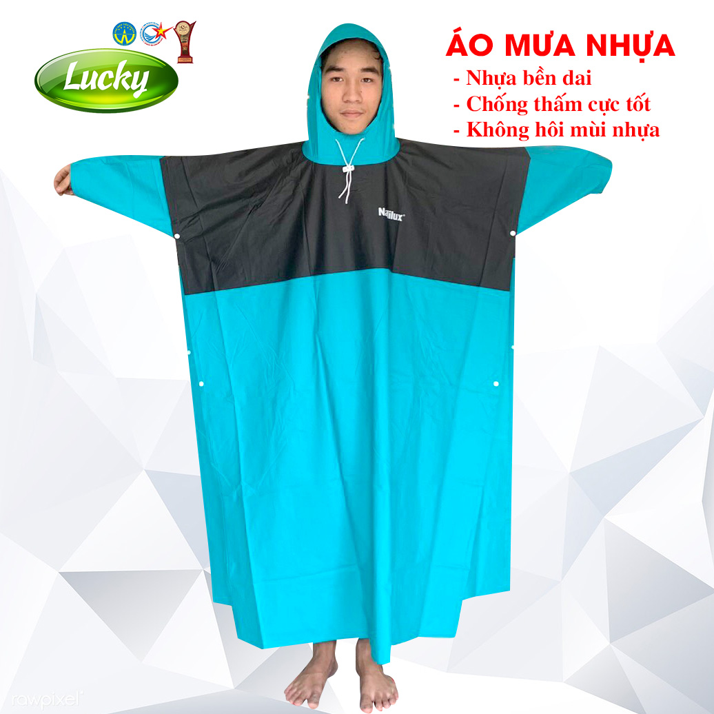 Áo mưa cánh dơi xẻ tà, nhựa pvc bền dai, chống thấm cực tốt