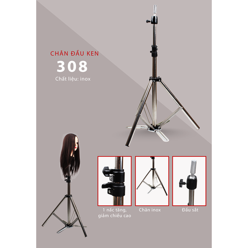 Đế inox gắn đầu manocanh đế 3 chân học tóc chân canh giữ đầu ken cắt tóc