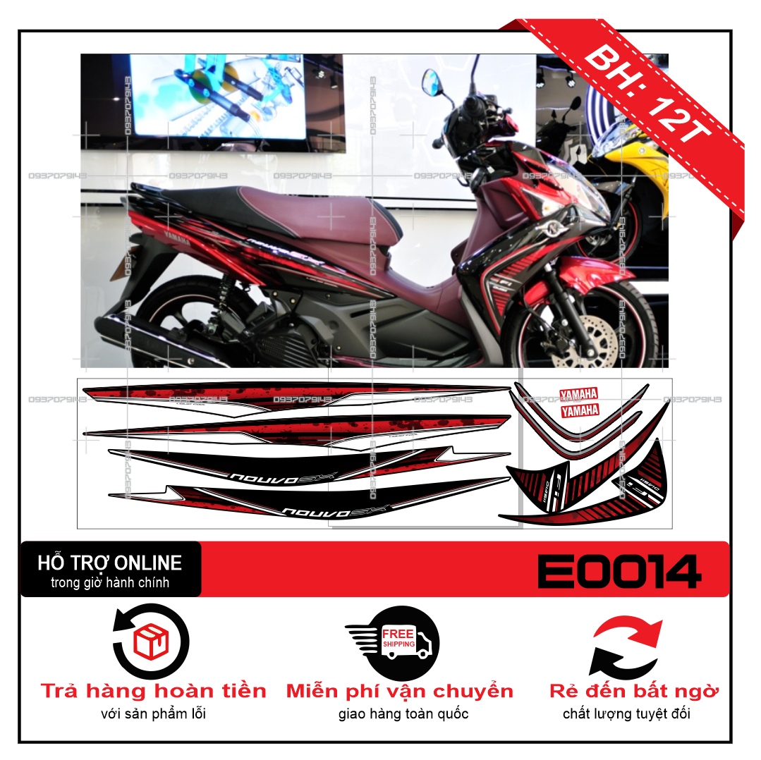 TEM XE NOUVO SX ZIN ĐỎ ĐEN
