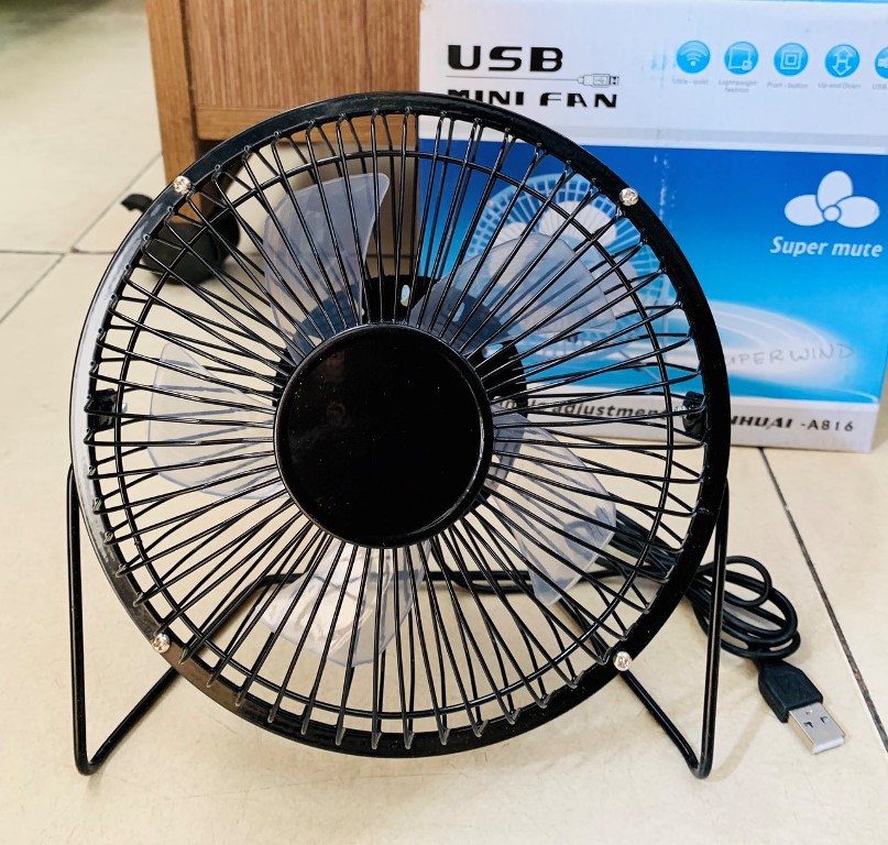 Quạt USB Mini Lồng Sắt OEM 4 inches (Hồng) Ladano