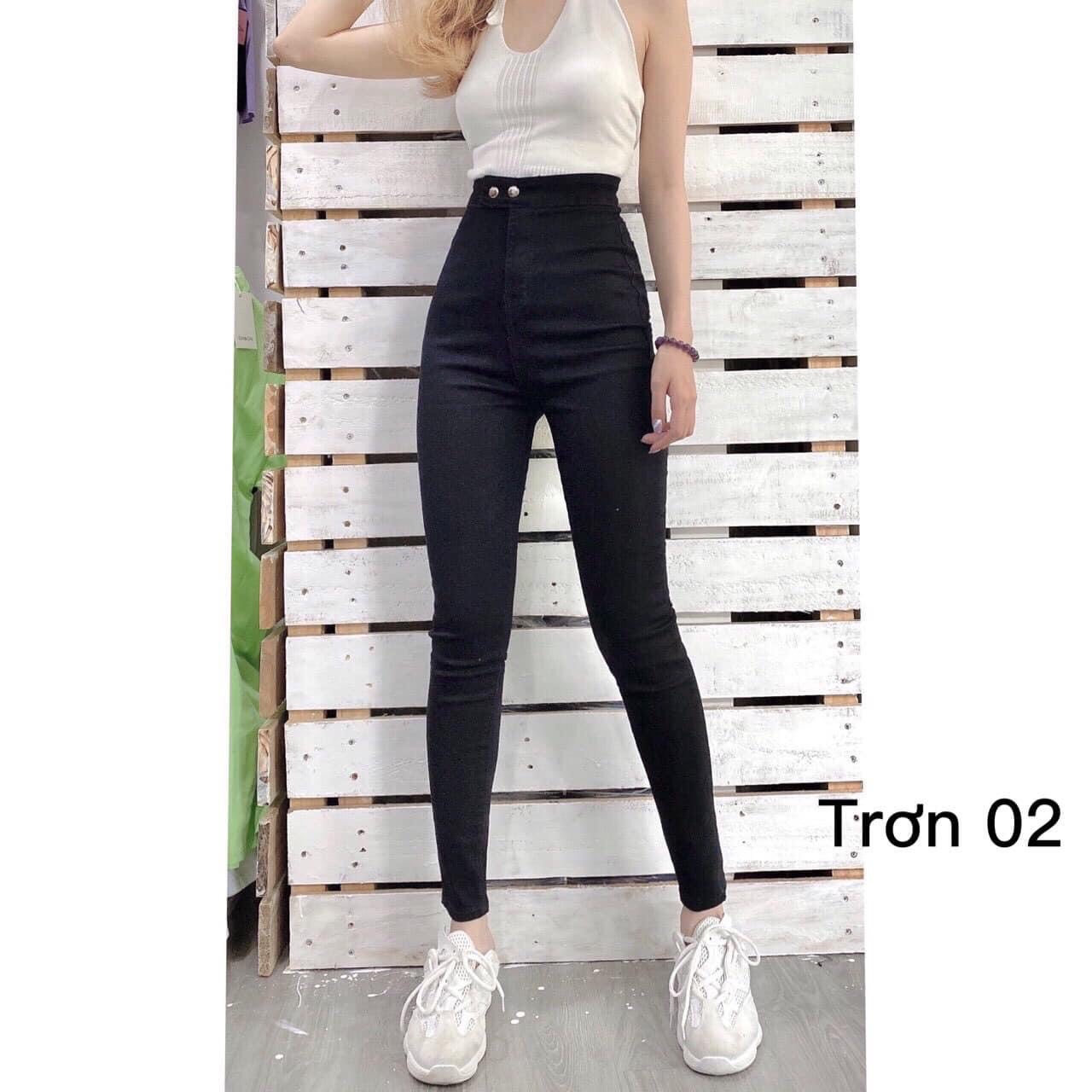Quần jean nữ cạp lệch 2 khuy mẫu mới