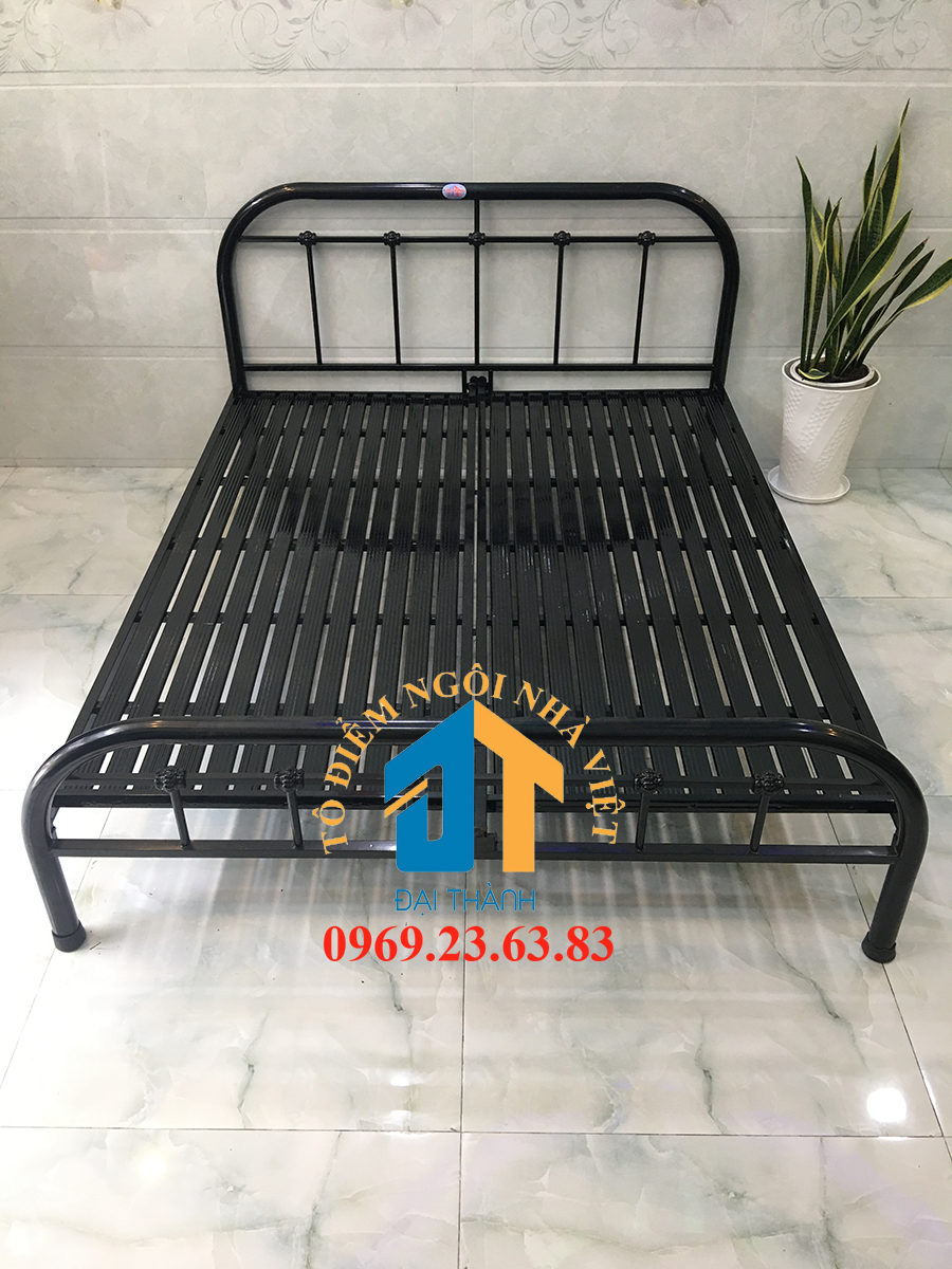 Giường sắt mỹ nghệ 1m6x2m Đại Thành 01