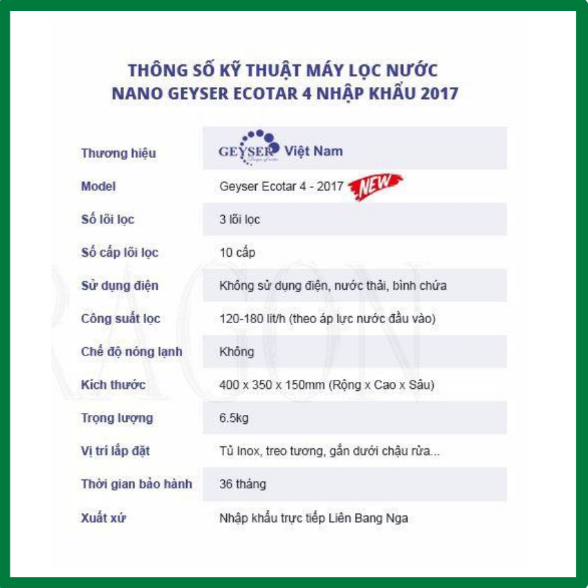 Máy lọc nước Geyser Ecotar 4