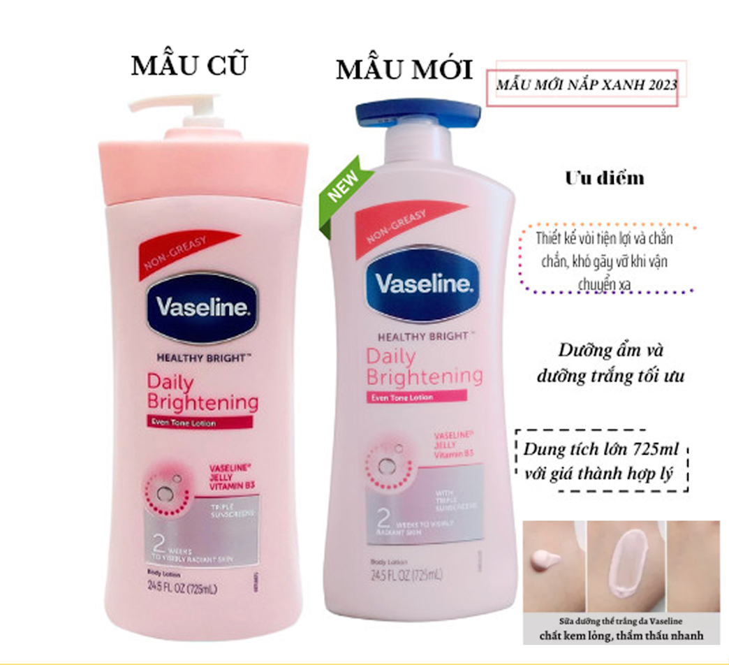 [Mẫu Mới 2022] Dưỡng Thể  Làm Trắng Da Vaseline 725ml dưỡng da bổ sung độ ẩm và độ sáng Dưỡng thể Vaseline Heathy White(hồng)725ml làm trắng da chống nắng dưỡng ẩm