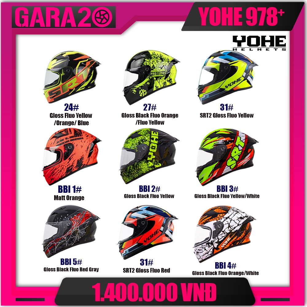 MŨ BẢO HIỂM FULLFACE YOHE 978 PLUS (9 MÀU) - GAGA20