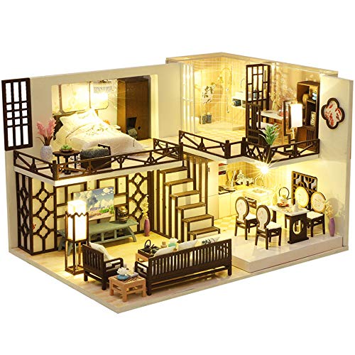 Đồ chơi handmade thủ công lắp ráp nhà búp bê diy: căn nhà 2 thiết kế nội thất đơn giản m033 - tặng kèm keo sữa