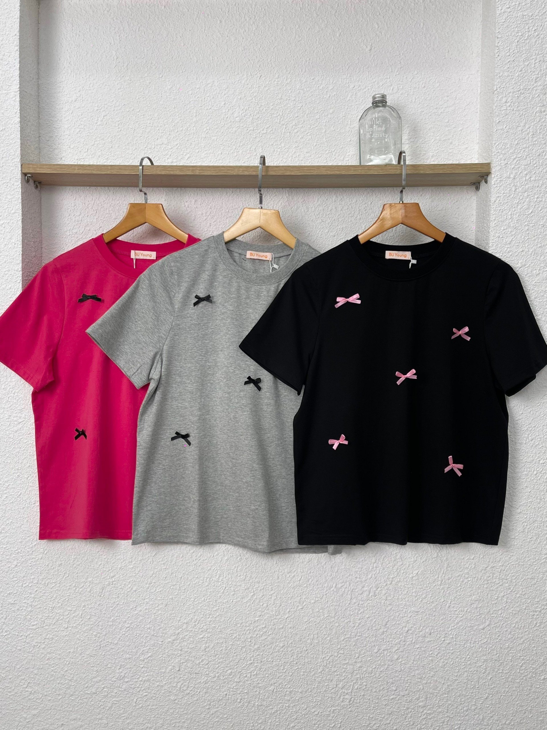 Áo babytee trơn phối đính nơ BIGSIZE (55kg đến 95kg) - 24YAP36 - [BU Bigsize Young]