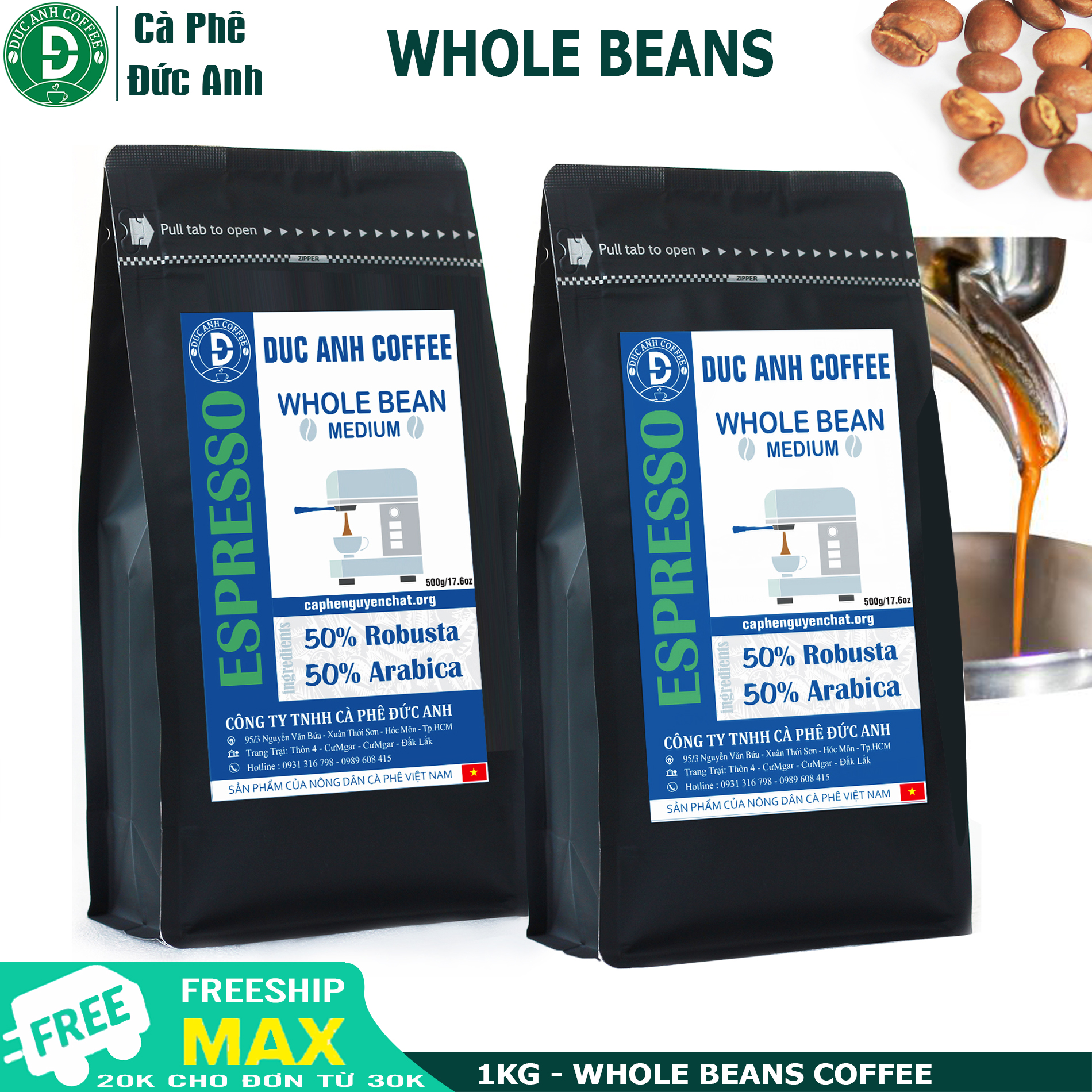 1kg special whole beans coffee with Espresso machine at the rate of 50%