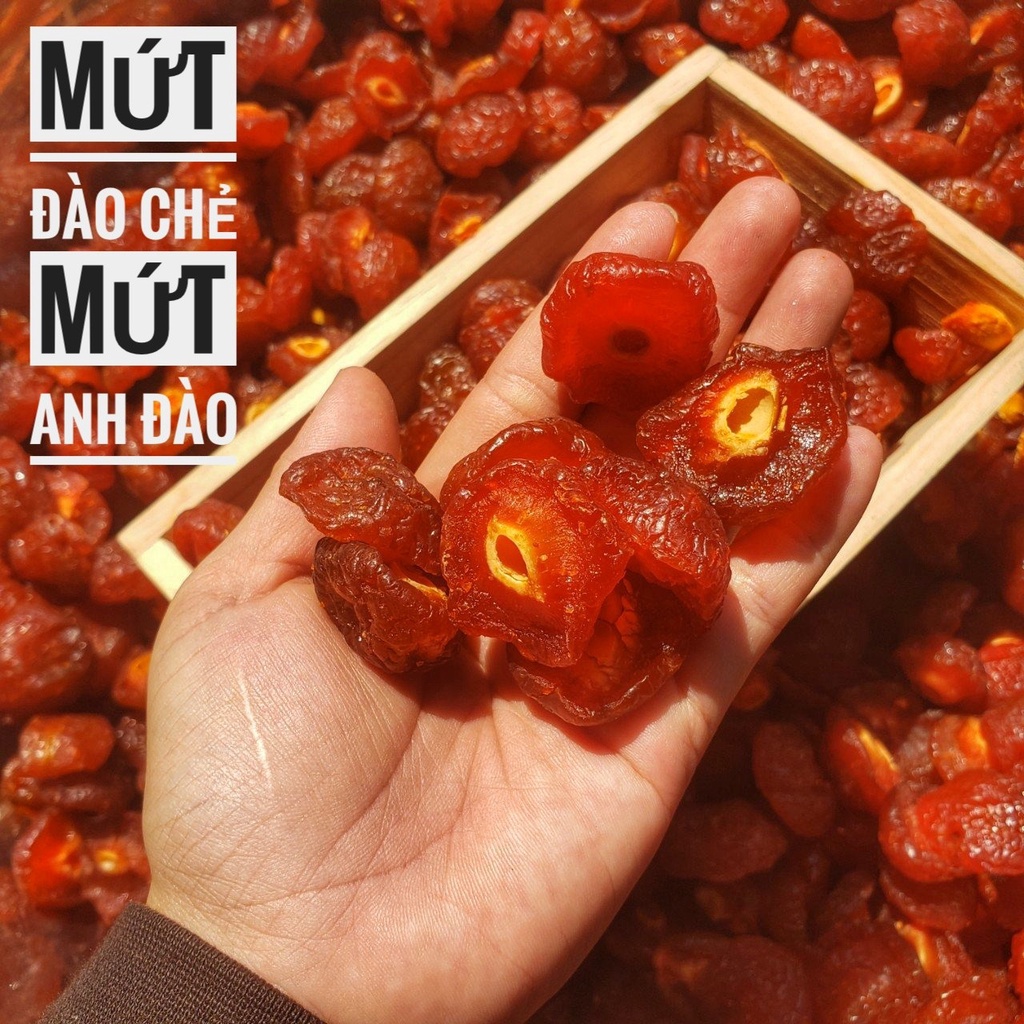 Mứt đào chẻ , đào nâu bổ đôi - lon 500gram