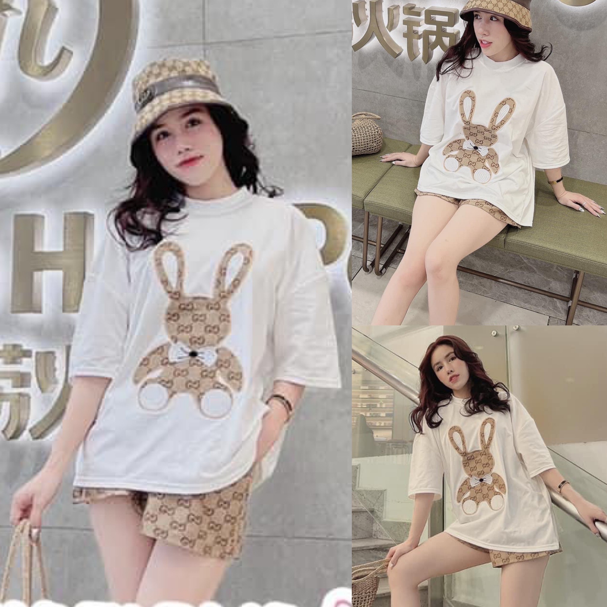 Set Bộ Đồ Nữ Áo Thun GC + Quần GC Đùi