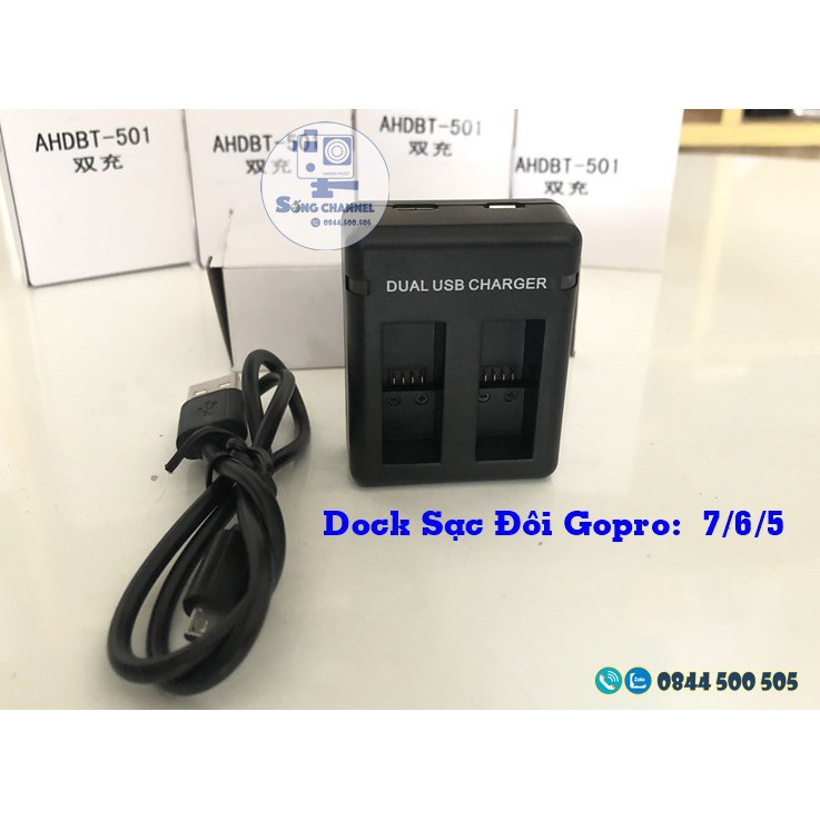 Dock Sạc Đôi Cho Gopro 5/6/7 [SỐNG CHANNEL]
