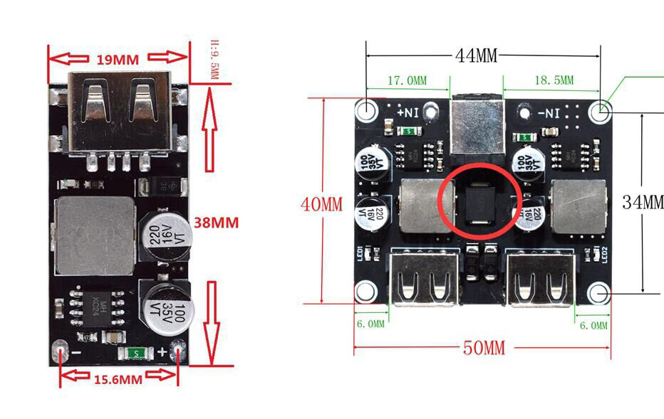 Mạch Sạc Nhanh Hỗ Trợ QC2.0 - QC3.0 (Mạch BUCK 10-32VDC ra 1 cổng USB 5V-2.1A)