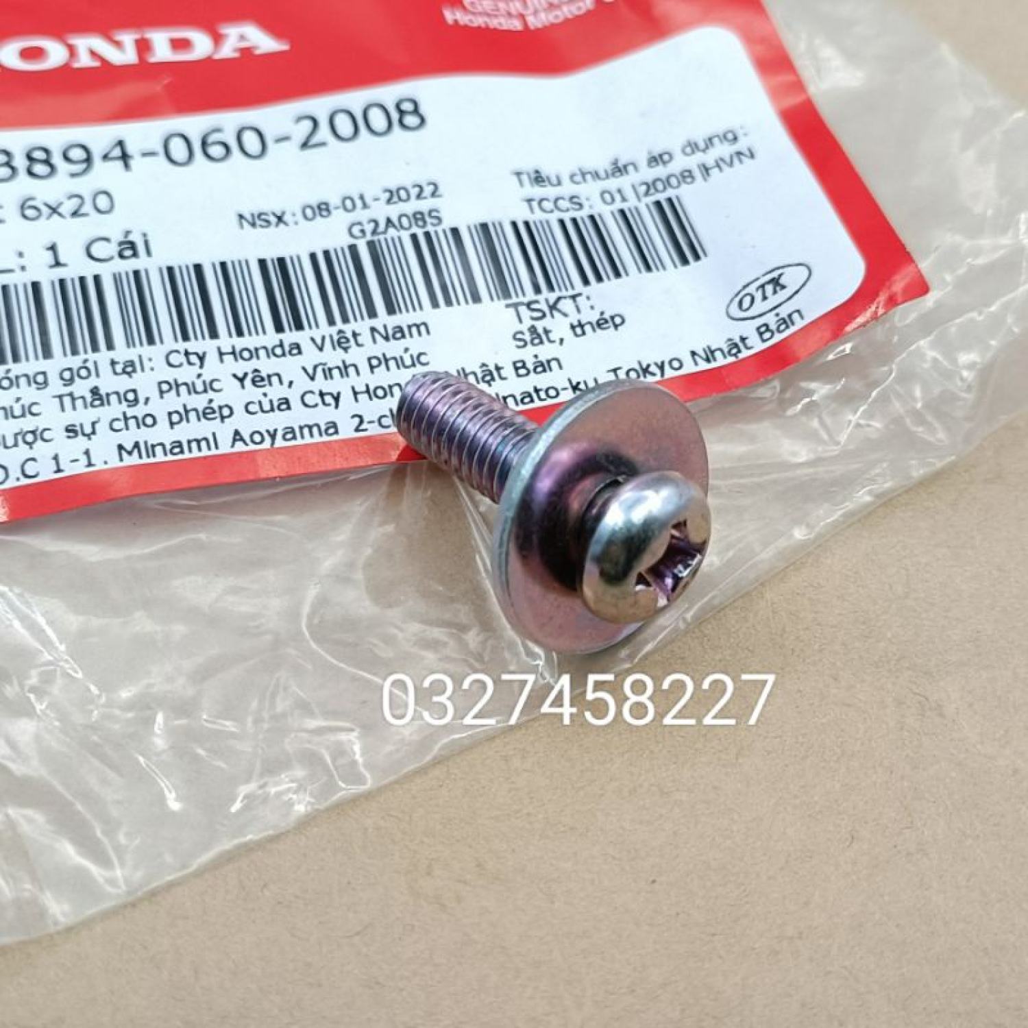 Ốc, vít bắt hộp nhựa đựng bình ắc quy xe dream, wave, future zin honda, vít 6x20