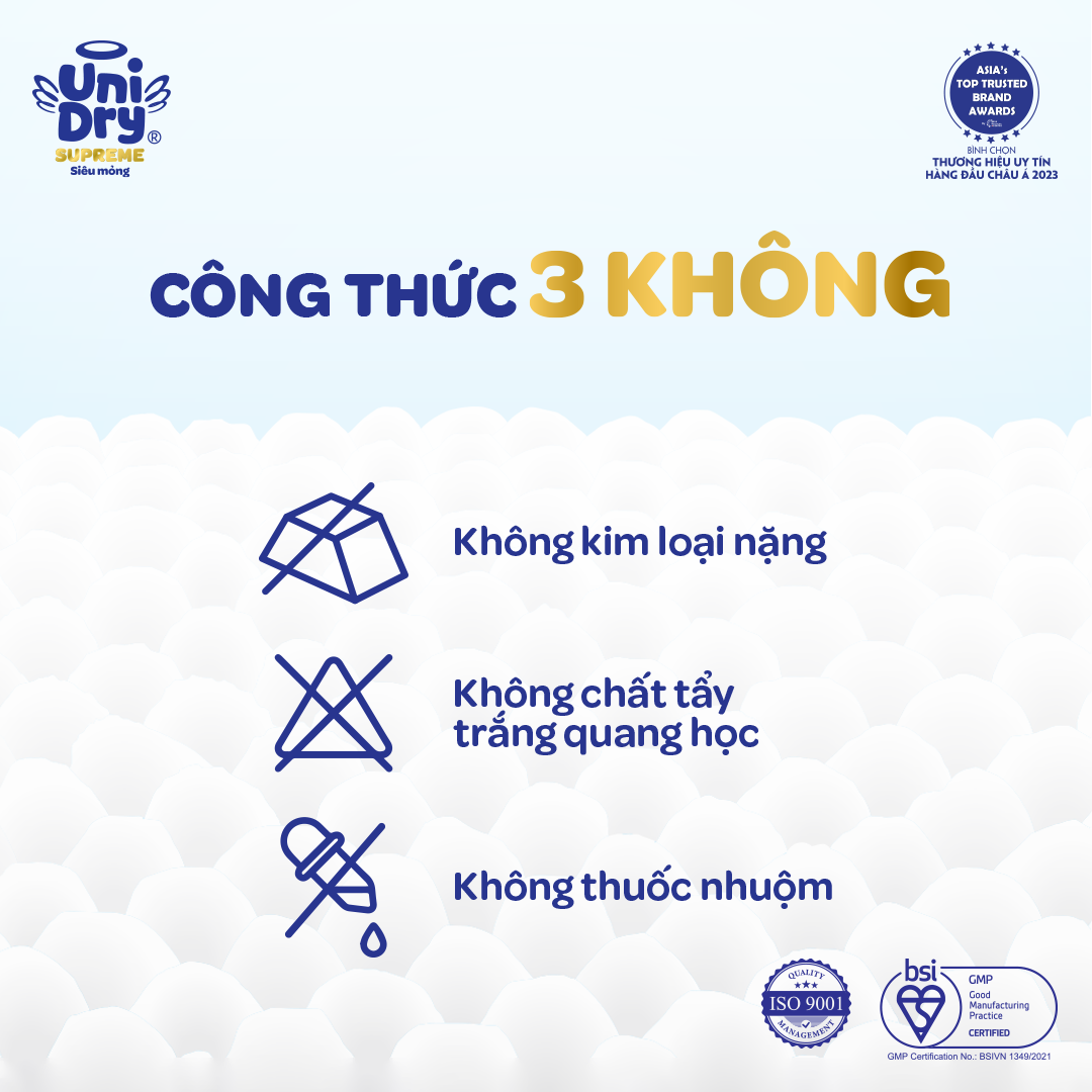 [Siêu mỏng 2mm] Combo 2 tã quần UniDry Supreme size M76/L68/XL60/XXL54 + 8 miếng