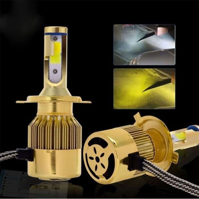 ĐÈN PHA LED XE MÁY C6-2 TIM COST VÀNG PHA TRẮNG ( GIÁ 1 BÓNG)