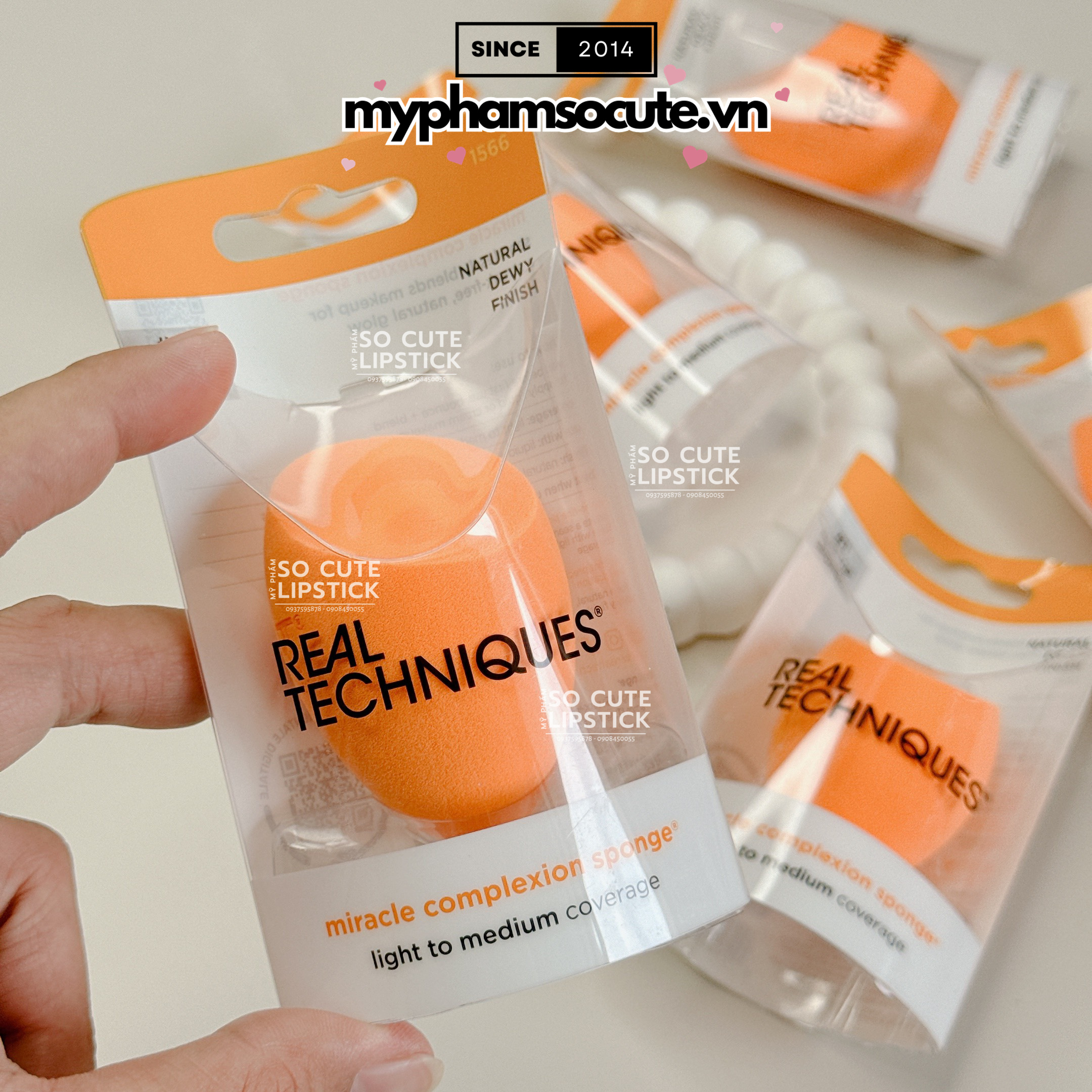 Mút Tán Nền Real Techniques Miracle Complexion Sponge (Cam)- Powder Sponge (Hồng) - Airblend Sponge (Xanh)