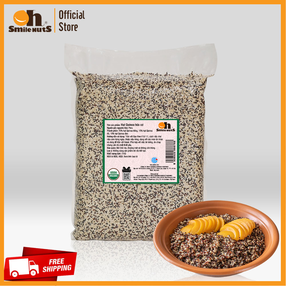 [TÚI 2KG] Hạt Quinoa Mix hữu cơ Smile Nuts - Diêm mạch nhập khẩu từ Peru (Gồm Quinoa trắng và Quinoa đỏ)