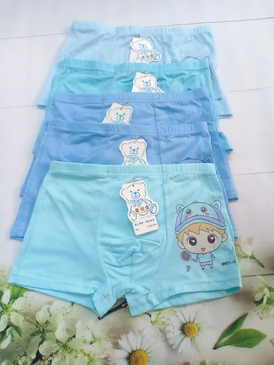 COMBO 5 QUẦN CHIP ĐÙI BÉ TRAI COTTON ĐẸP IN (20-25kg)